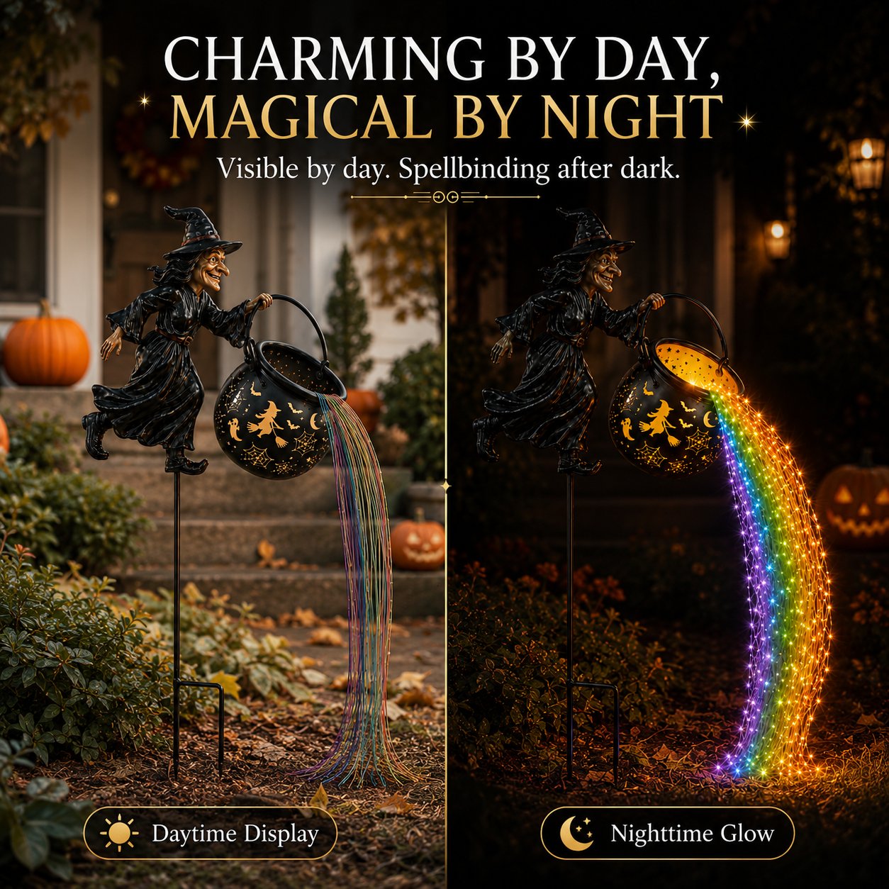 Witch Potion Waterfall Garden Lamp