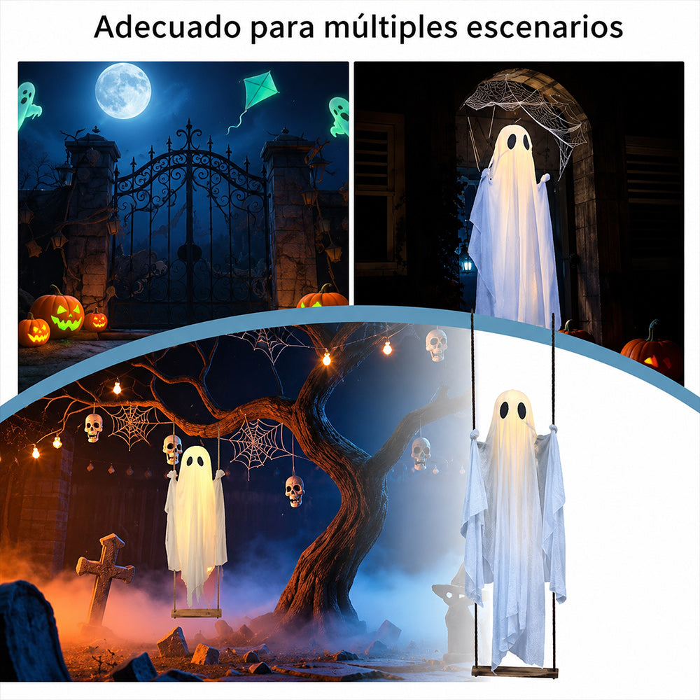 Halloween Hanging Ghost Swing – Light-Up Outdoor Decoration