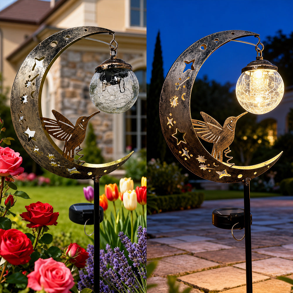 Hummingbird Moon Solar Garden Stake Light