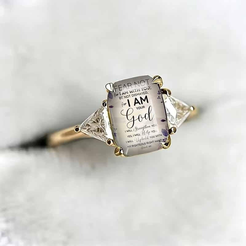 💍Women's Adjustable Christian Scripture Ring – Gold-Plated CZ Jewelry