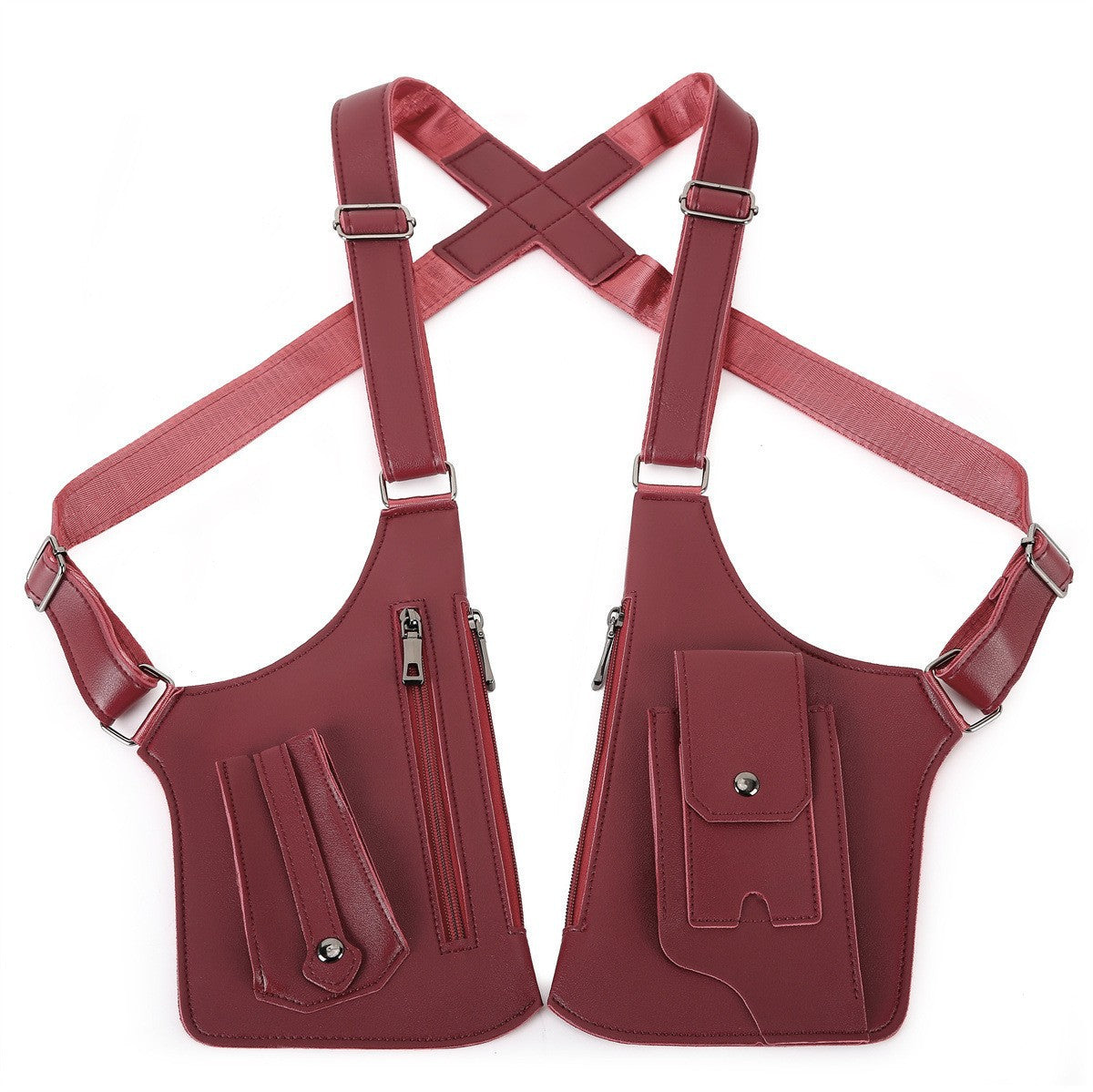 Double Shoulder Anti-Theft Harness Bag, Leather Armpit Wallet