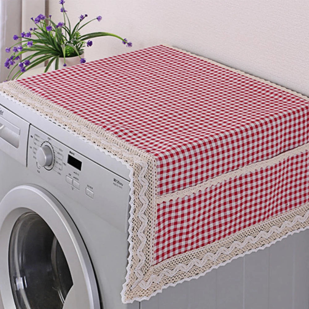Cotton Linen Refrigerator Dust Cover with Pockets