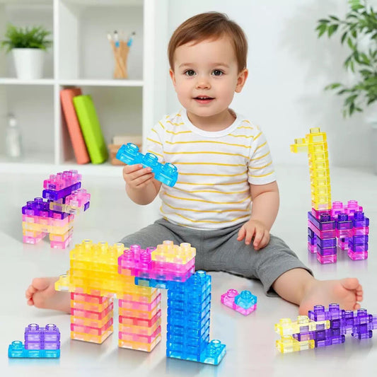 Multi-Color Squishy Jelly Stacking Blocks, Non-Toxic Kids Sensory Play Building Toy