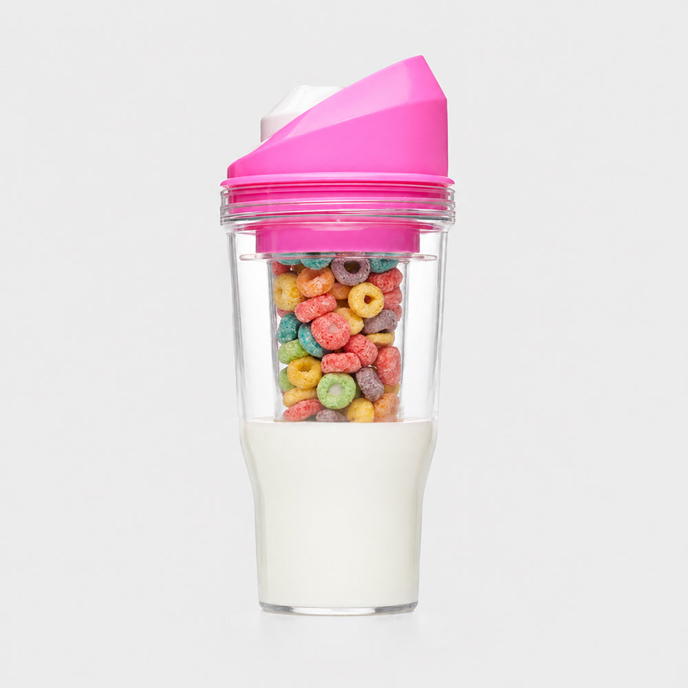Portable Cereal Cup with Milk Separator Leakproof Double Layer
