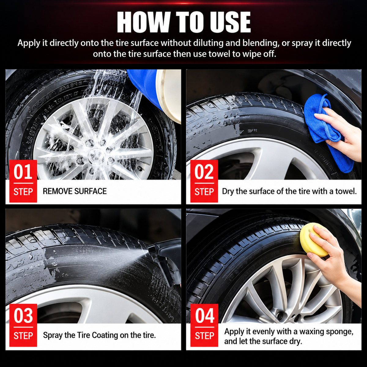 🚗✨ Tire Shine & Protection Paste – Deep Black Gloss & Easy Tire Restoration