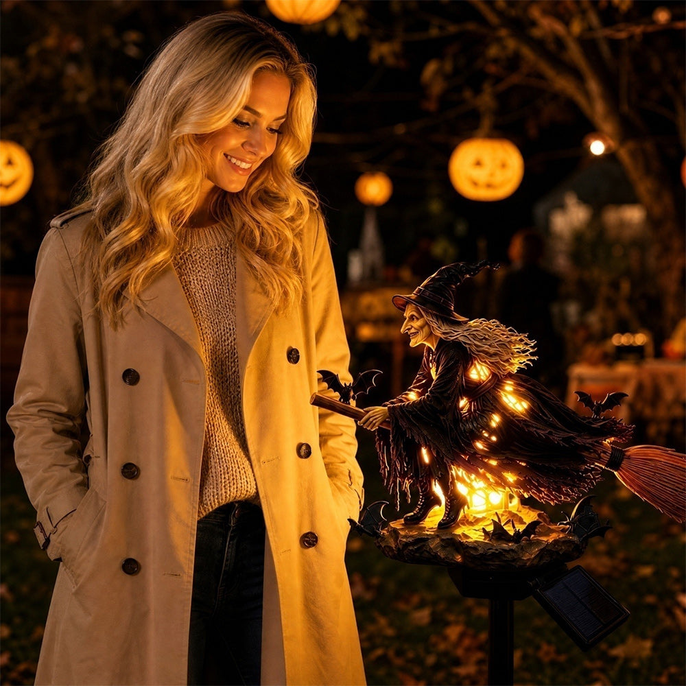 Halloween Witch Broom Solar Light