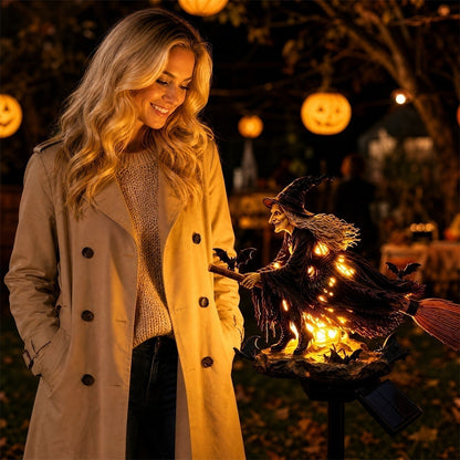 Halloween Witch Broom Solar Light