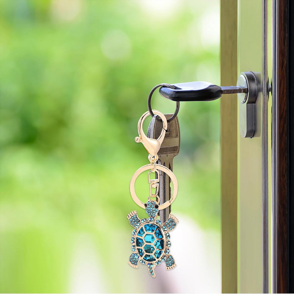 Lucky Turtle Rhinestone Keychain – Crystal Sea Turtle Bag & Car Charm