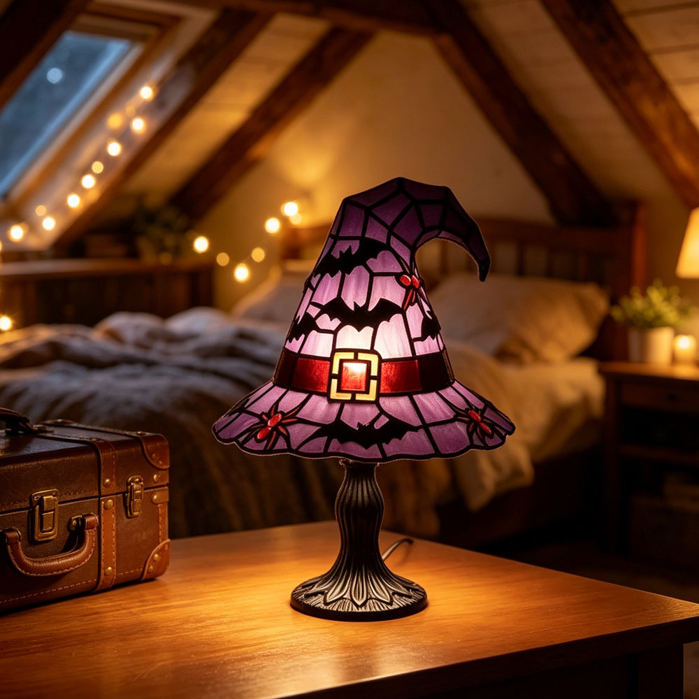 Witch Hat Lamp – Magical Gothic Table Light for Halloween Decor