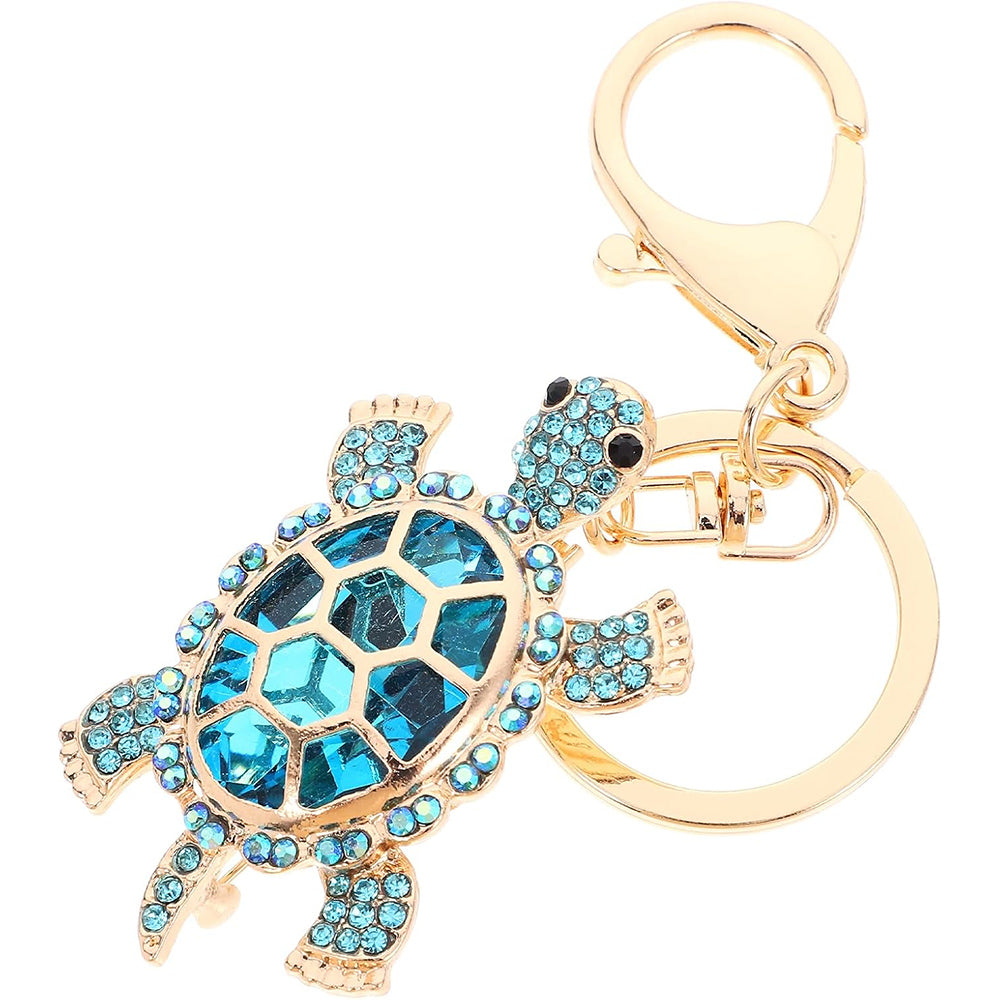 Lucky Turtle Rhinestone Keychain – Crystal Sea Turtle Bag & Car Charm