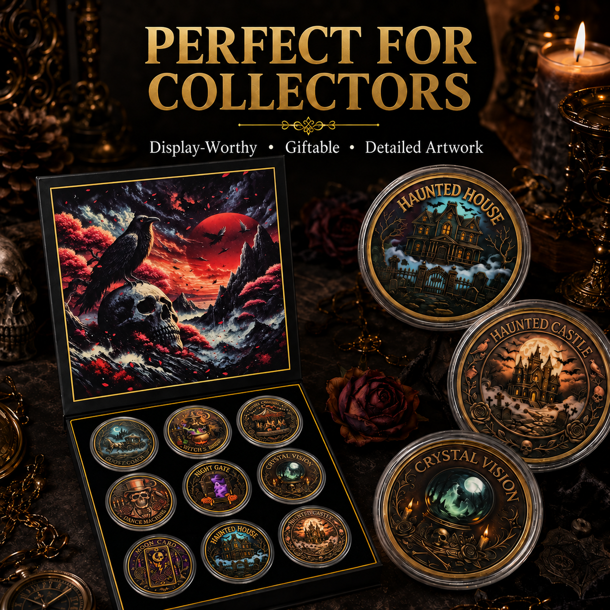 ⚜️Themed Collectible Coin Sets｜Christmas · Mystic Gothic · Haunted Gothic