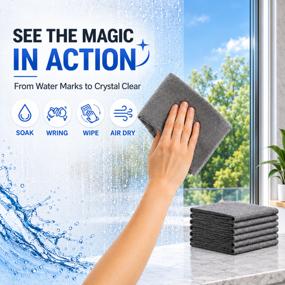 5 PCS Thick Microfiber Cleaning Cloths – Streak-Free Glass Cleaning Cloths for Windows, Mirrors, Shower Doors, Kitchen & Stainless Steel, Reusable Lint-Free Wipes, 15.7 × 11.8 Inch