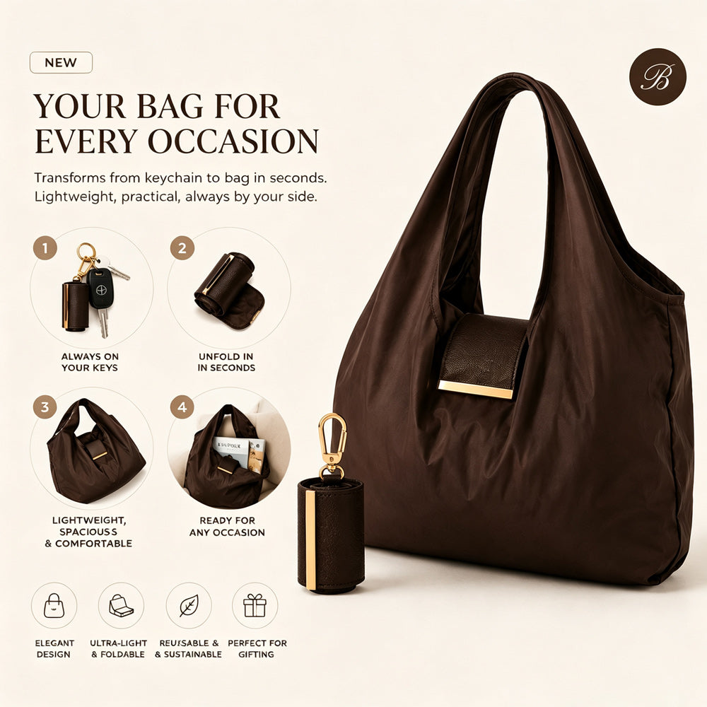 Looks Like a Keychain. Turns Into Your Everyday Tote.