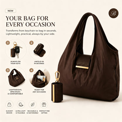 Looks Like a Keychain. Turns Into Your Everyday Tote.
