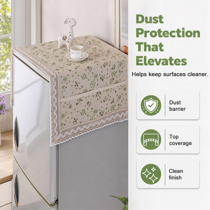 Cotton Linen Refrigerator Dust Cover with Pockets