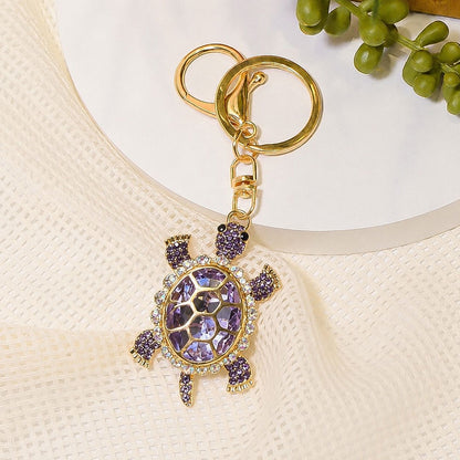 Lucky Turtle Rhinestone Keychain – Crystal Sea Turtle Bag & Car Charm