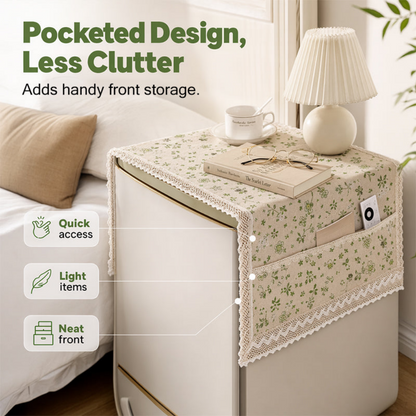 Cotton Linen Refrigerator Dust Cover with Pockets