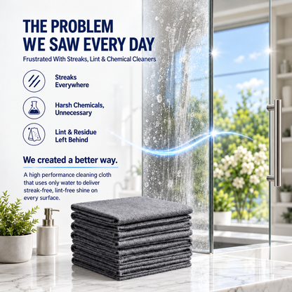 5 PCS Thick Microfiber Cleaning Cloths – Streak-Free Glass Cleaning Cloths for Windows, Mirrors, Shower Doors, Kitchen & Stainless Steel, Reusable Lint-Free Wipes, 15.7 × 11.8 Inch