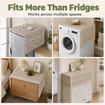 Cotton Linen Refrigerator Dust Cover with Pockets