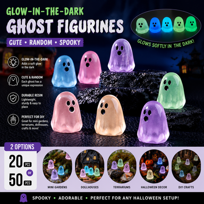 Glow‑in‑the‑Dark Mini Ghost Figurines | Resin Halloween DIY Decor 20/50PCS