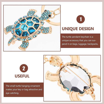 Lucky Turtle Rhinestone Keychain – Crystal Sea Turtle Bag & Car Charm
