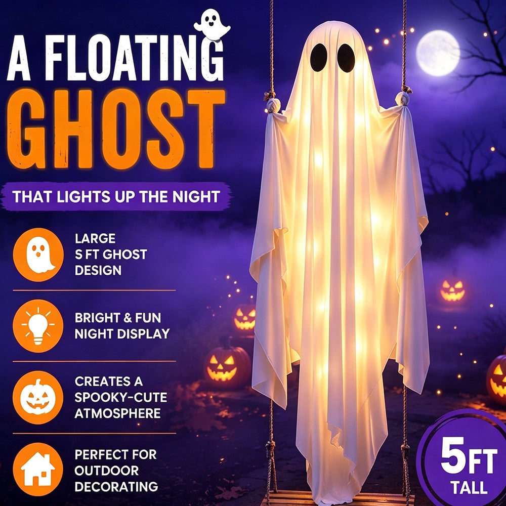 Halloween Hanging Ghost Swing – Light-Up Outdoor Decoration