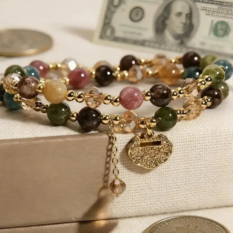 Double Strand Gemstone Bracelet | Wealth & Positive Energy Beaded Bracelet