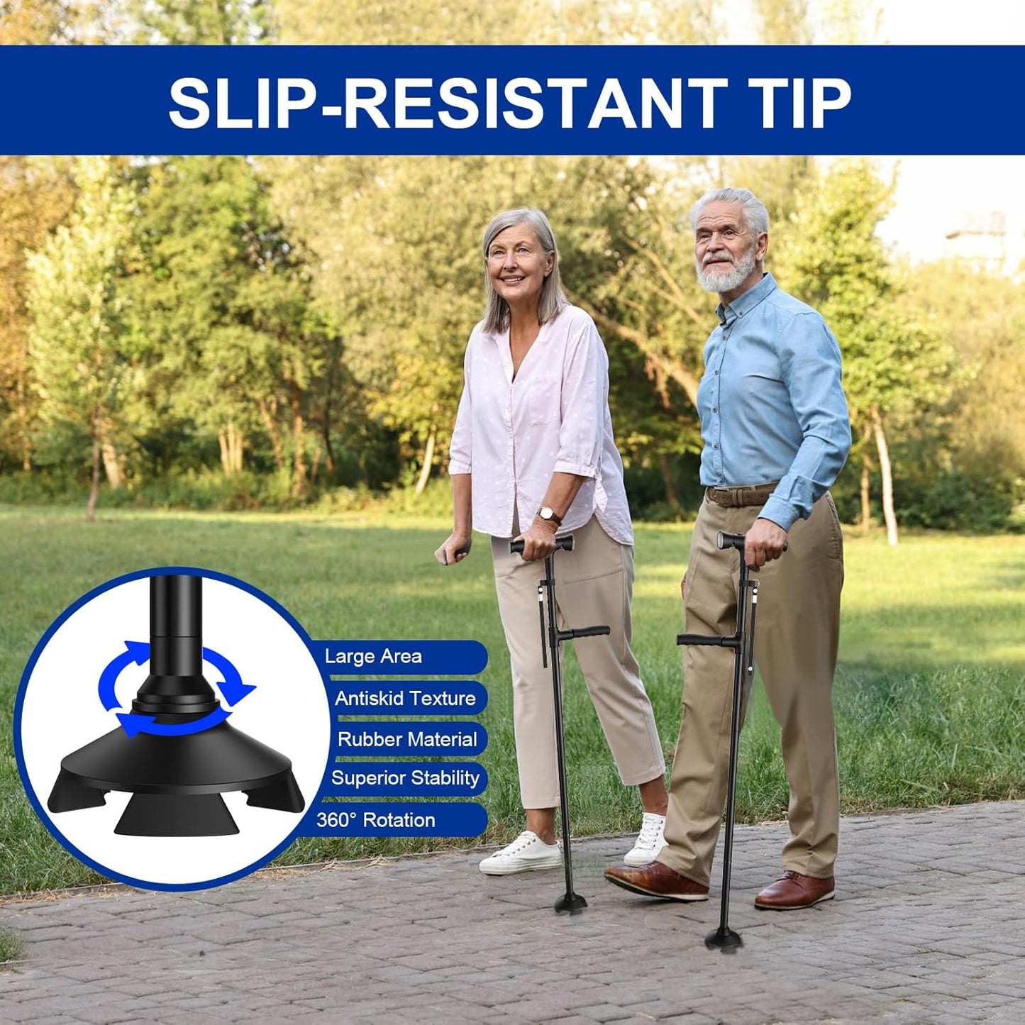 Multifunctional Foldable Cane: Light, Alarm, Anti-slip Base & Adjustable Height