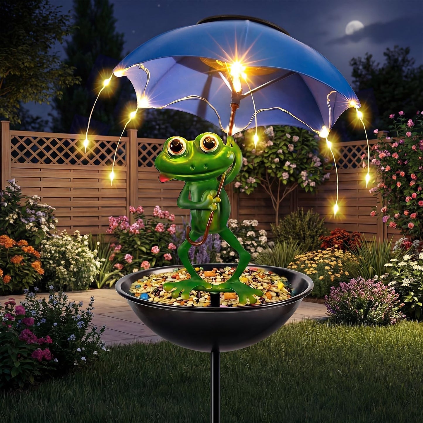 Whimsical Frog Bird Feeder Lantern
