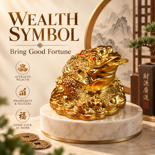 💰Golden Money Frog Decor Statue, Wealth & Prosperity Luck Ornament
