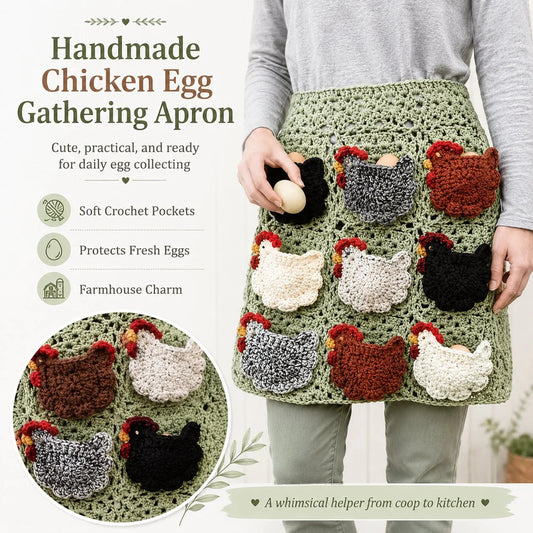Handmade Crochet Chicken Egg Collecting Apron