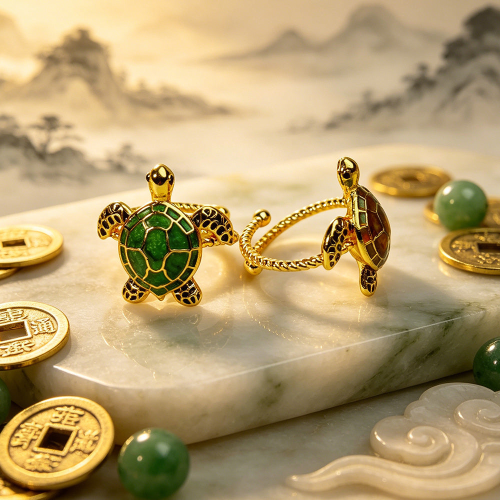 Adjustable Lucky Turtle Ring Symbol of Longevity Health Wealth & Good Fortune