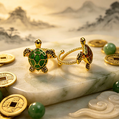 Adjustable Lucky Turtle Ring Symbol of Longevity Health Wealth & Good Fortune