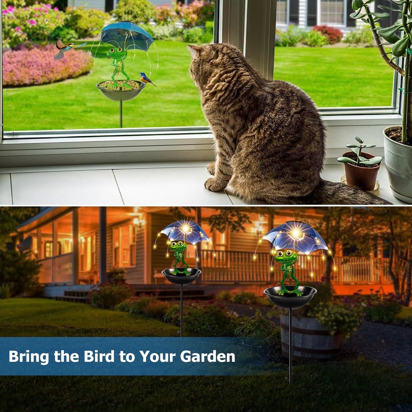 Whimsical Frog Bird Feeder Lantern