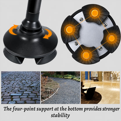 Multifunctional Foldable Cane: Light, Alarm, Anti-slip Base & Adjustable Height