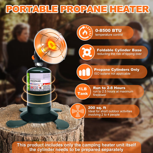 Portable Propane Heater Outdoor Camping Heater, 8500 BTU, Piezo Ignition🔥