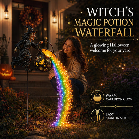 Witch Potion Waterfall Garden Lamp