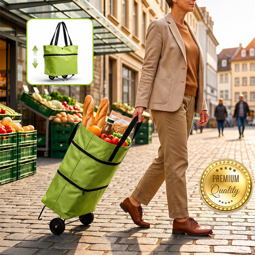 2-in-1 Foldable Shopping Cart – Carry More, Roll Easier