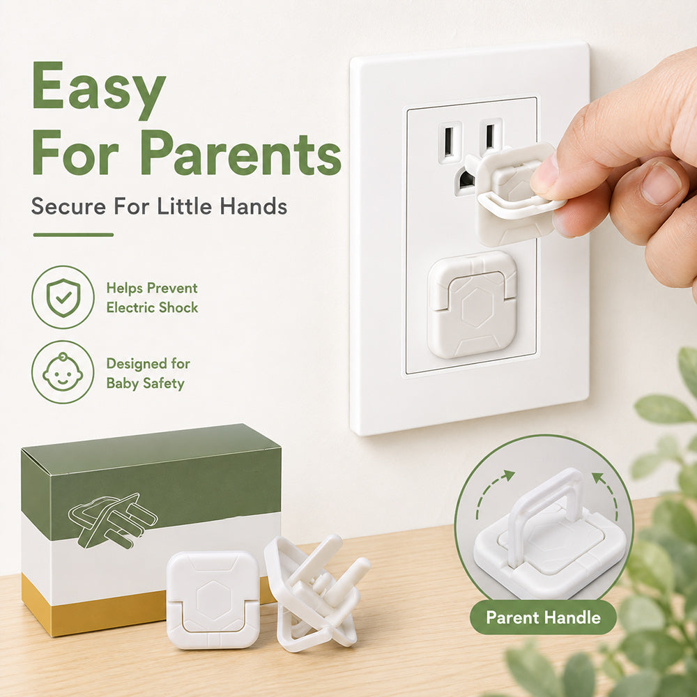 Baby Proof Socket Covers with Smart Handle Design – Fits 2 & 3-Prong Outlets