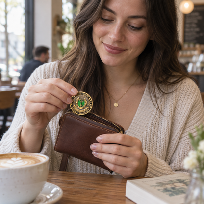 🍀Lucky Four-Leaf Clover & Wealth Key Coin - Double-Sided 3D Embossed Commemorative Replica