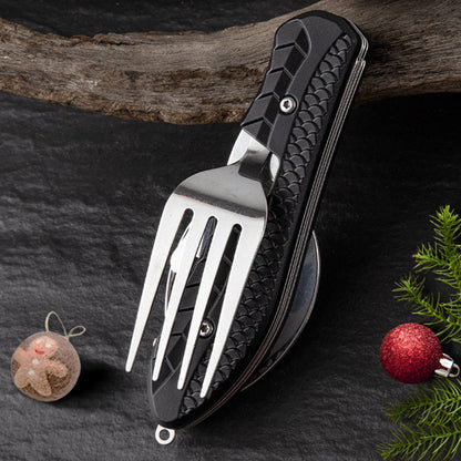 4-in-1 Folding Tableware Set – Portable Stainless Steel Multi-Tool
