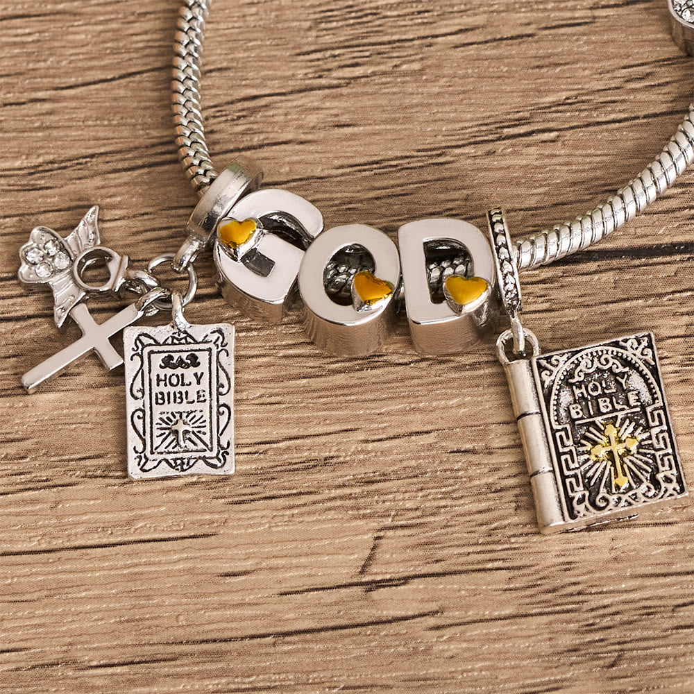 Daily Faith Divine Protection Bracelet – Christian Scripture Charm Adjustable Silver Jewelry
