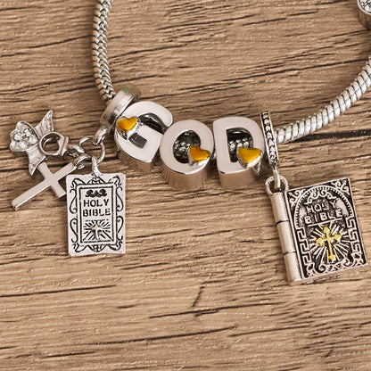 Daily Faith Divine Protection Bracelet – Christian Scripture Charm Adjustable Silver Jewelry