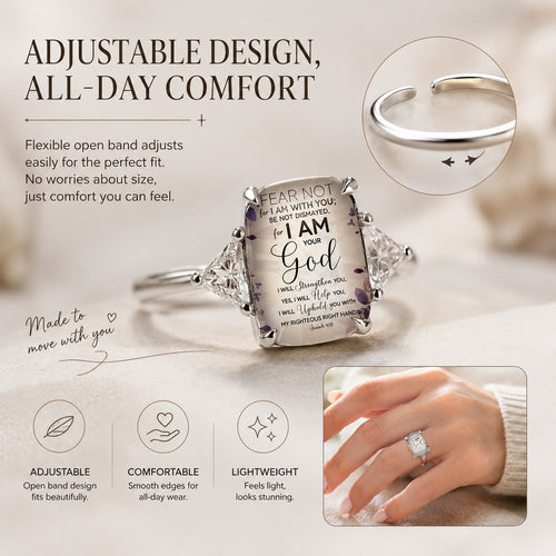 💍Women's Adjustable Christian Scripture Ring – Gold-Plated CZ Jewelry