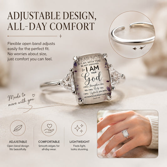 💍Women's Adjustable Christian Scripture Ring – Gold-Plated CZ Jewelry