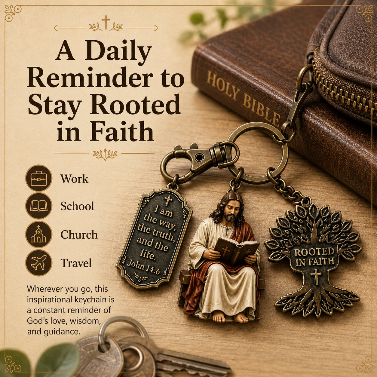 Jesus Reading Keychain