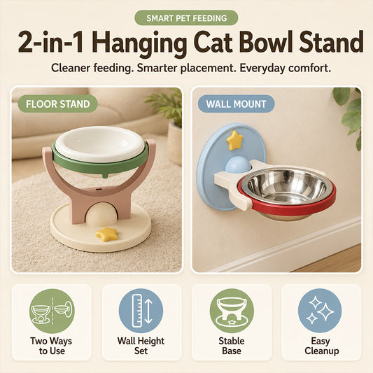 2-in-1 Wall Mounted Elevated Pet Bowl