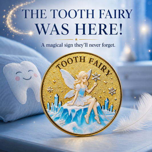 3D Tooth Fairy Commemorative Coin, tooth‑fairy & tooth imagery, heartwarming childhood lucky collectible