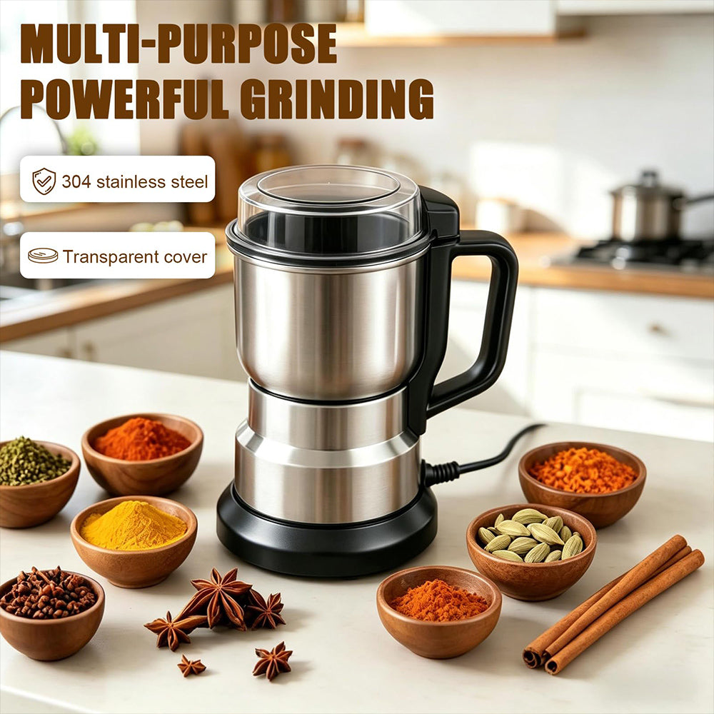 304 Stainless Steel Electric Grain Mill Grinder – High-Speed Flour, Coffee & Spice Powder Maker