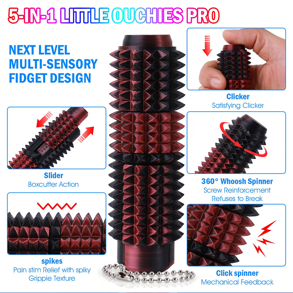 5-in-1 Sensory Fidget Toy – Spiky Stress Relief Tool with Clicker, Spinner, Slider & Roller
